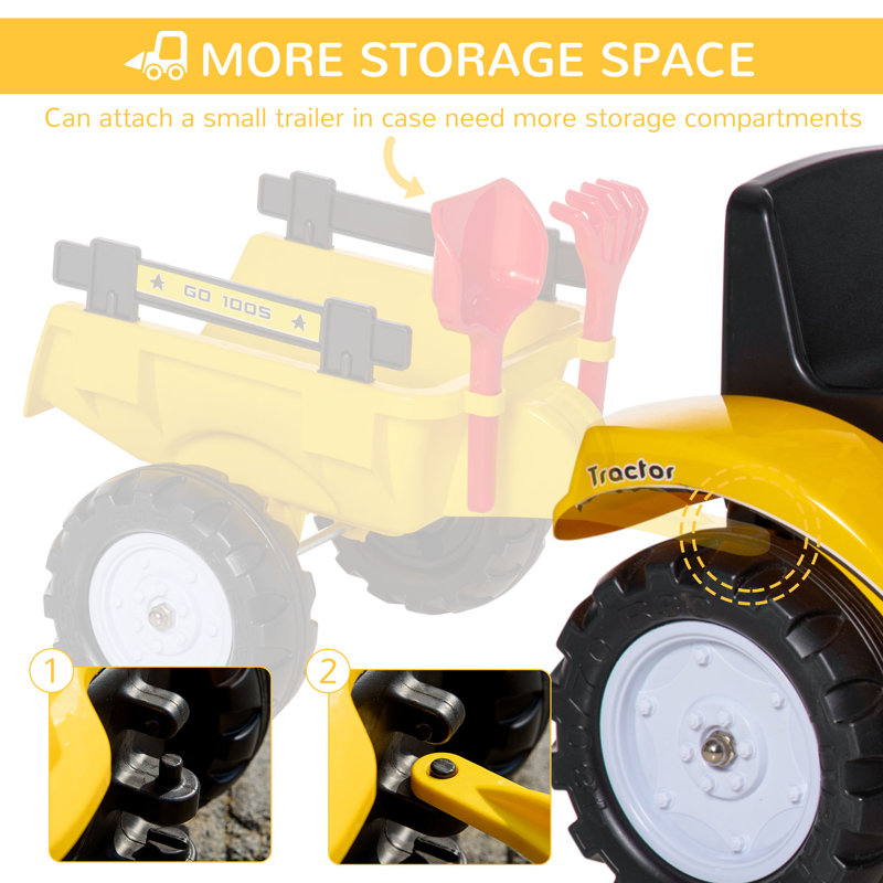 Yellow Kids Ride-On Excavator with Manual Control Bucket