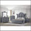 Tête de lit capitonnée 1pc avec revêtement luxueux et garniture cloutée complexe à motif de losanges touffeté à motif moderne gris argenté-2127244715
