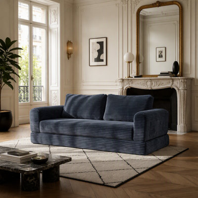 Canapé-lit futon convertible de 76 pouces, canapé-lit escamotable pliable avec canapé-lit, canapé-lit pliant avec assise profonde, canapé-lit pliable en velours côtelé Cloud pour salon, gris foncé