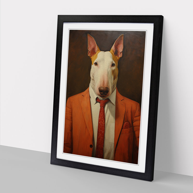 XYZ-FRM-V1223-647 English Bull Terrier Contemporary - Single Picture Frame Print on Wood, Black, 64cm H x 46cm W x 2cm D