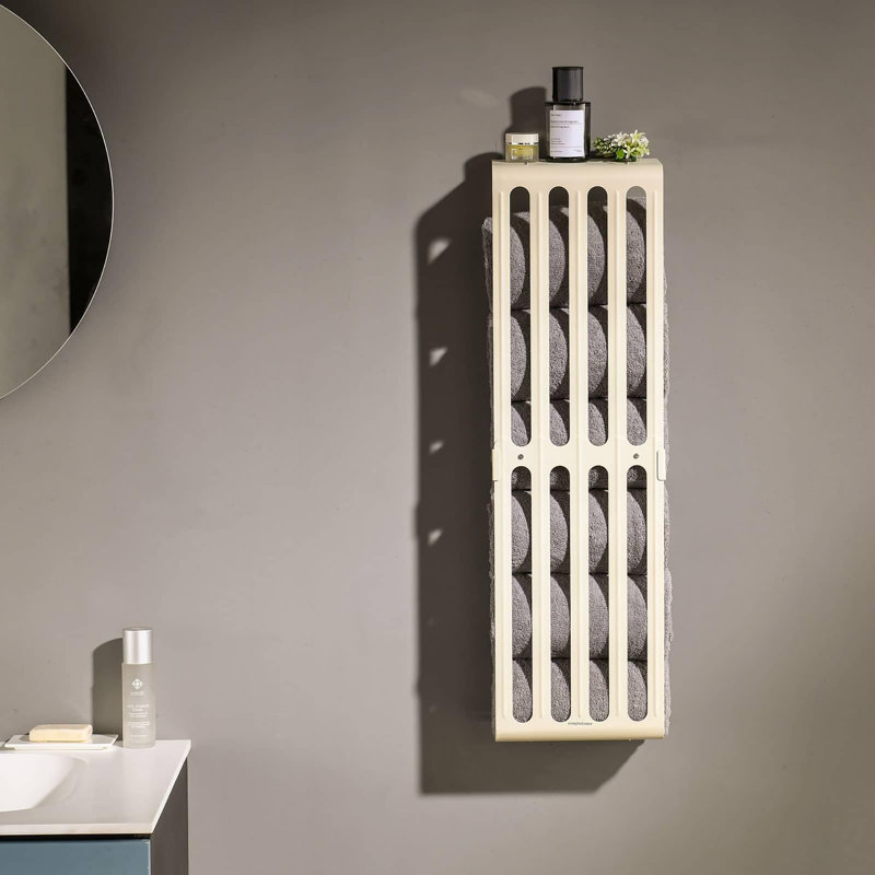 Support de rangement mural pour salle de bain, Crème mat
