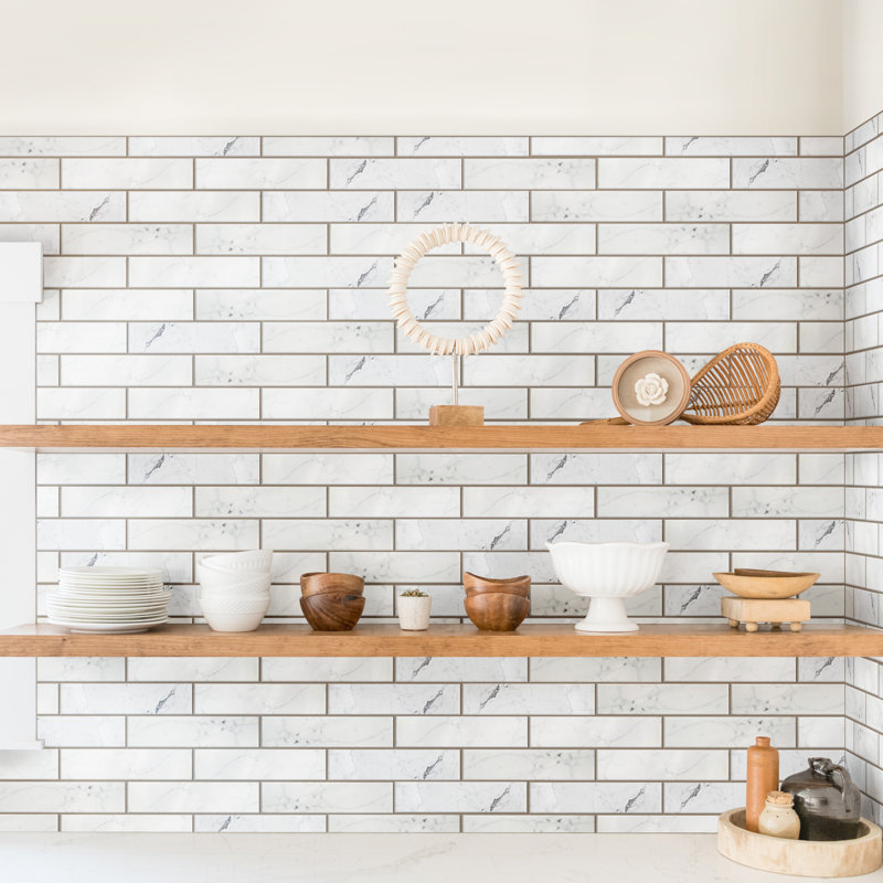 Classico Carrara 3" x 12" Ceramic Stone Look Subway Wall Tile