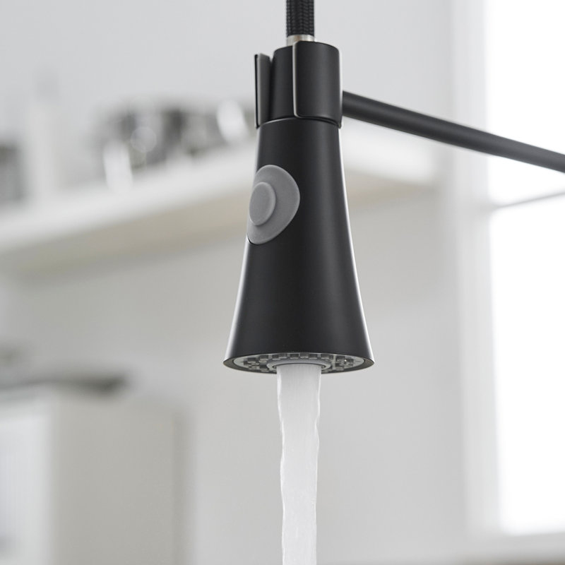 Contemporary Black Kitchen Faucet - Pull Out For Smooth Water Flow Sink With Build Reliable Performance, Black