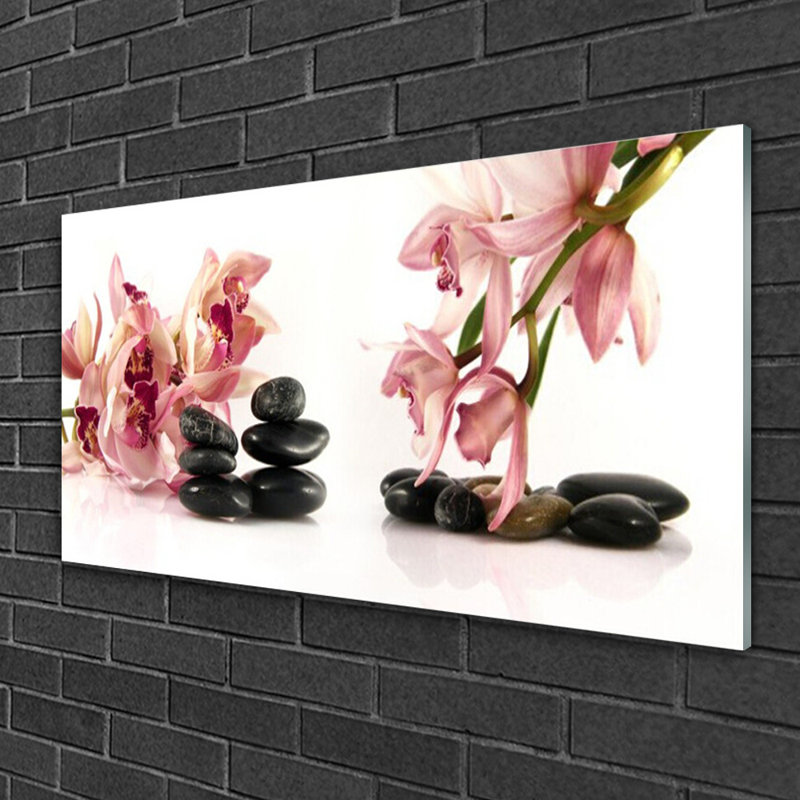 Art Flower Stones - No Frame Print on Glass