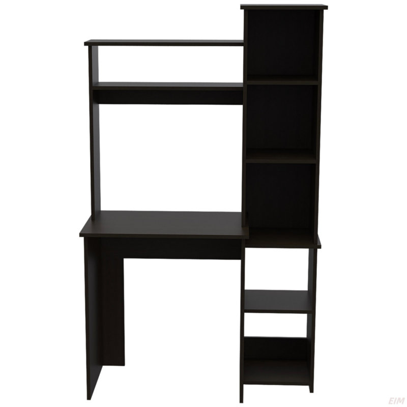Bureau, cinq tablettes, deux tablettes supérieures (bureau), Blanc