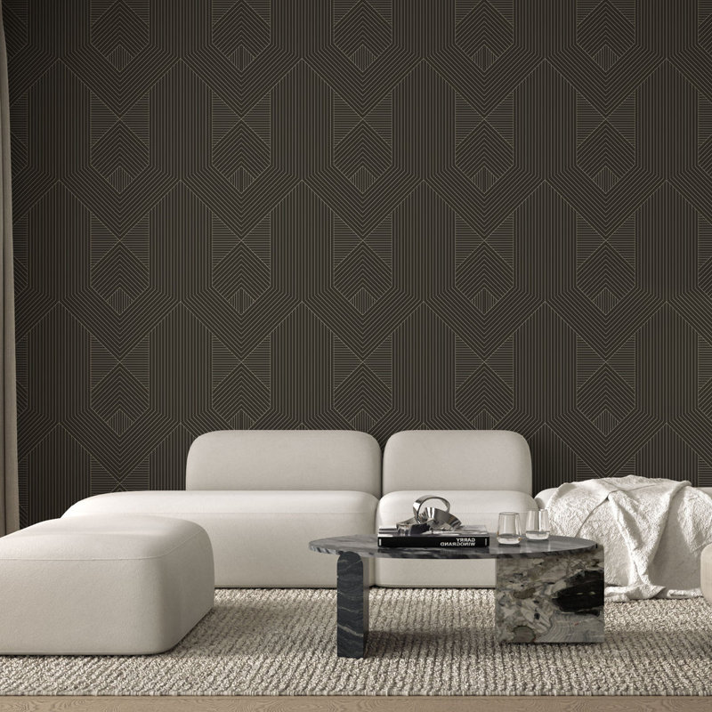 Zuri - Dark Cocoa Wallpaper by Sabrina Yvonne, Dark Cocoa, Faux Grasscloth, Non-pasted