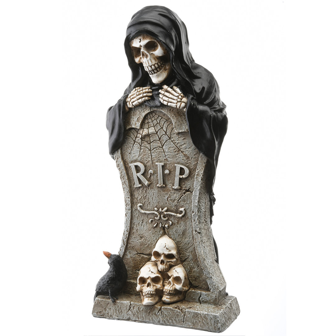 12" Halloween Tombstone and Skeleton Reaper Decoration The Holiday Aisle®