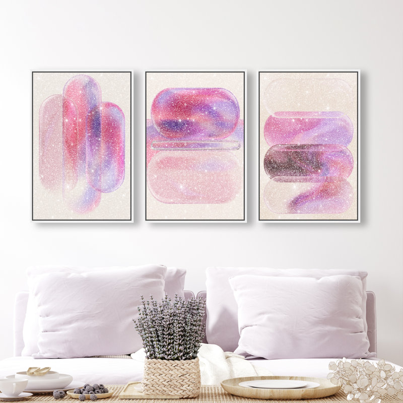 Rose Topaz Set Set by Oliver Gal, 55"H x 37"W, White Floater Frame