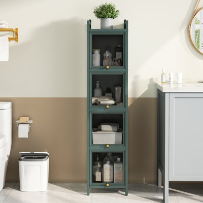 Armoire de rangement contemporaine à quatre compartiments, sombre pour le couloir, quatre buffets organisant l'espace de vie