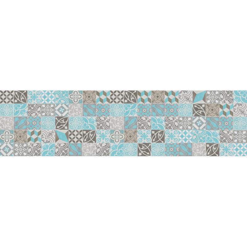 Vinyl Mat Migina in Light Blue/Grey, Runner 80 x 300 cm