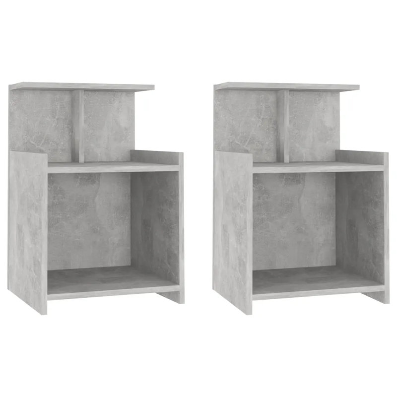 Averlee Bed Cabinet 40x35x60 cm Engineered Wood, Concrete Grey, 2