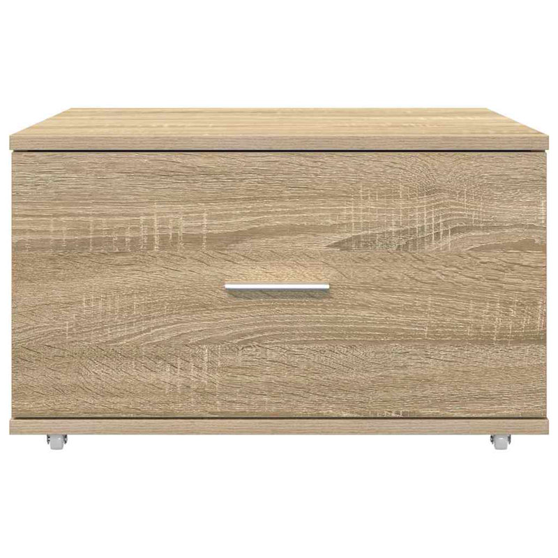 Drawer Cabinet with Wheel Storage Modern Furniture Solution Rectangular, Natural Wood