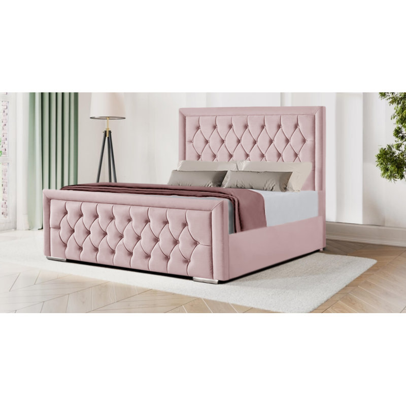 Brentley Upholstered Bed, Pink, Super King (180 x 200 cm)