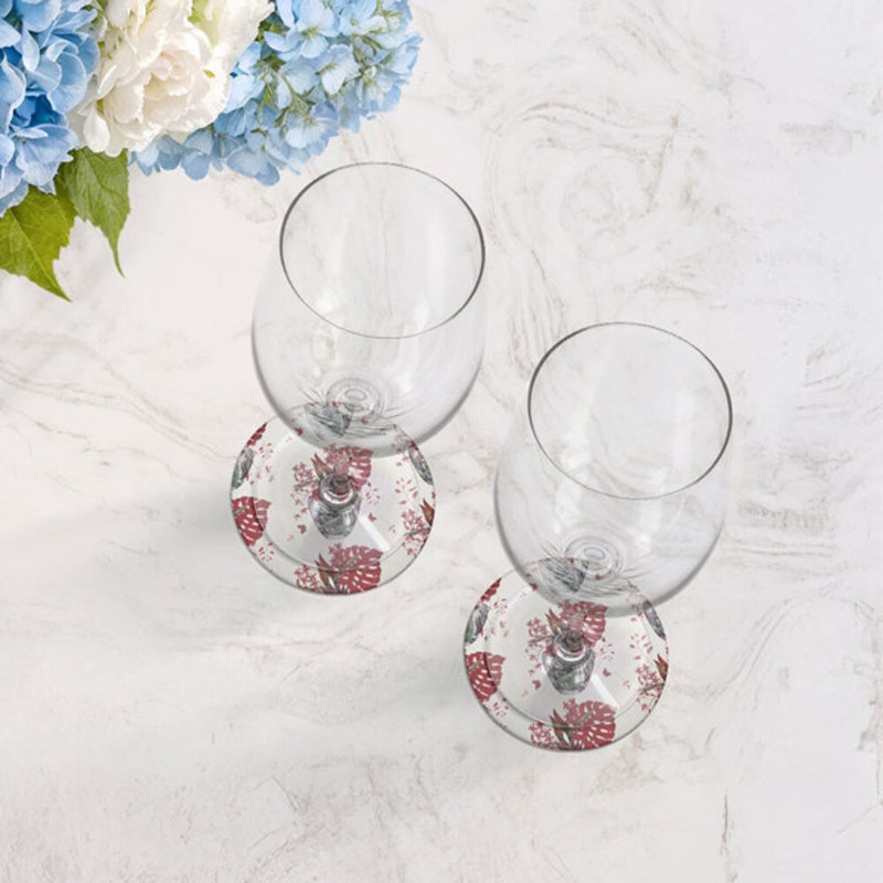 Sous-verres ronds en cuir Monkey, Rouge