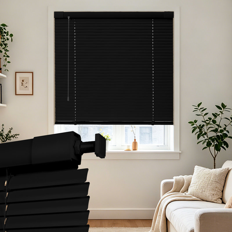 Store horizontal sans cordon sans perceuse pour fenêtres d'intérieur, Noir, L 28,5 po x H 72 po