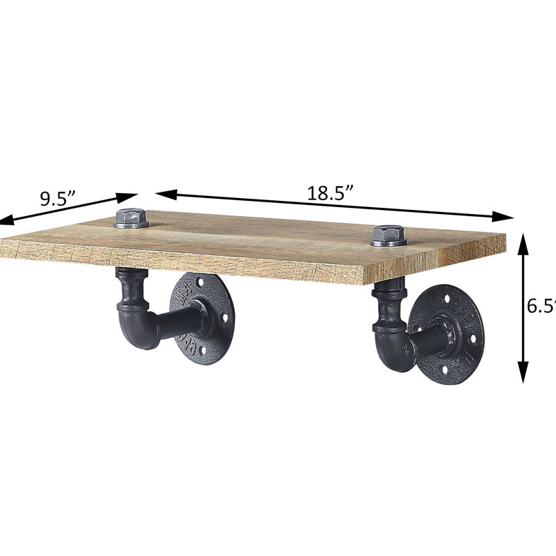 Creative Oak And Sandy Black Wall Mounted Rack - Displays Items Uniquely Bulky Storage Shelf Offers Robust Solutions