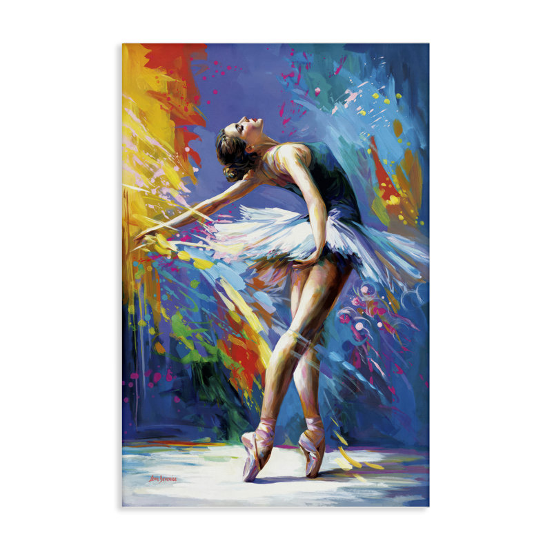  Art mural sur toile mouvement de ballerine fluide par Leon Devenice, H 24 po x l 16 po
