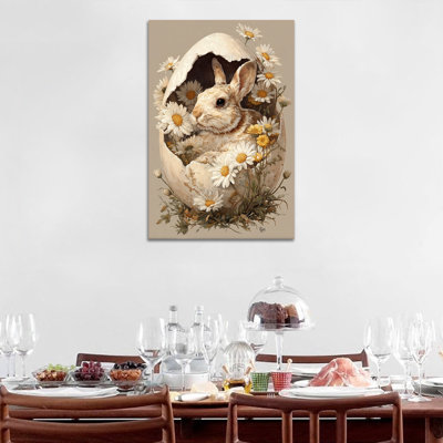  Art mural sur toile de lapin de Pâques - photos de lapin pour le printemps, art mural sur toile de Pâques pour décoration murale, impressions sur toile encadrées, 12 po x 18 po
