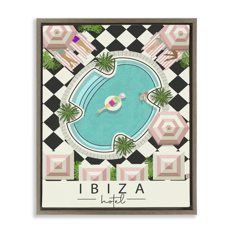 Cadre flottant pour piscine Ibiza Hotel, design par Jen Bucheli, Cadre flottant orme Montalcino, H 21 po x l 17 po