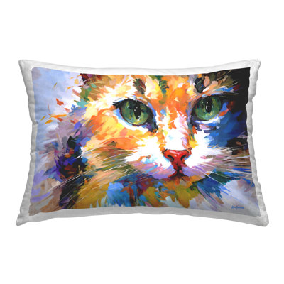Manx Cat Gaze Decorative Printed Throw Pillow Design by Leon Devenice