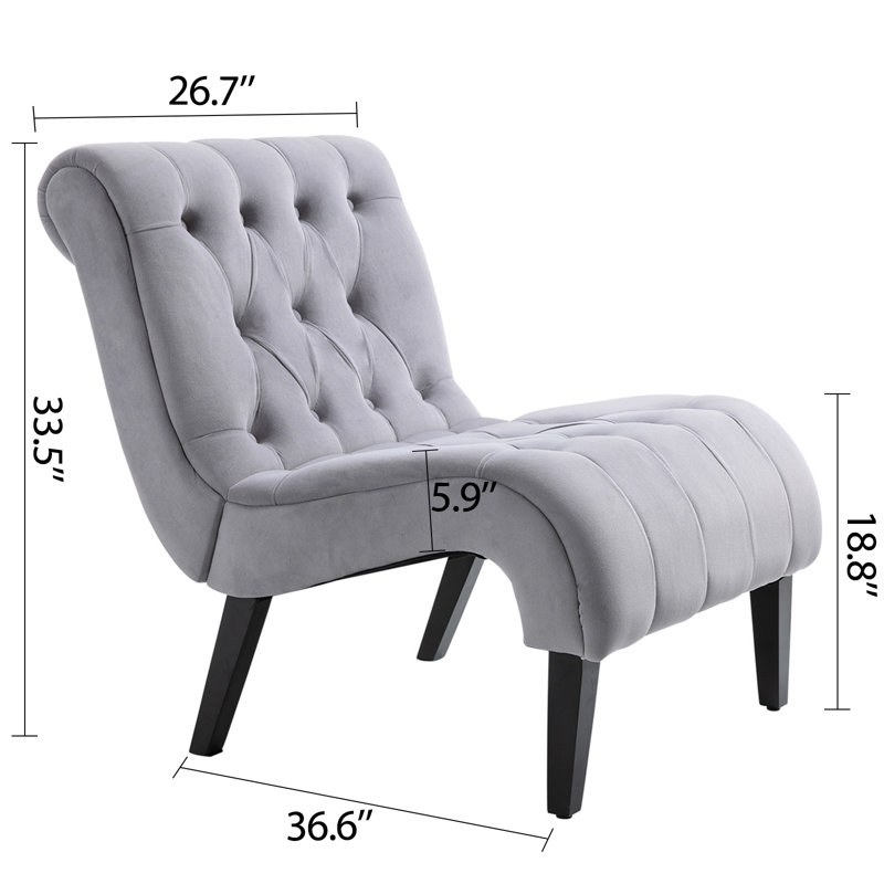 Dorothe Velvet Slipper Chair, Gray Velvet, 1
