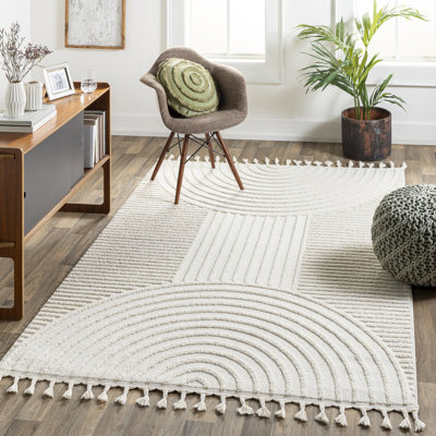 Kristo Ahsaad Moroccan Machine Woven Cream Area Rug