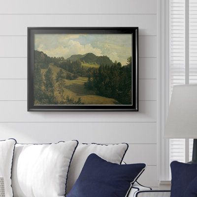 Paysage boisé / contreforts alpins - photo d'art encadrée sur toile encadrée - Gauermann Milieu du 19e siècle