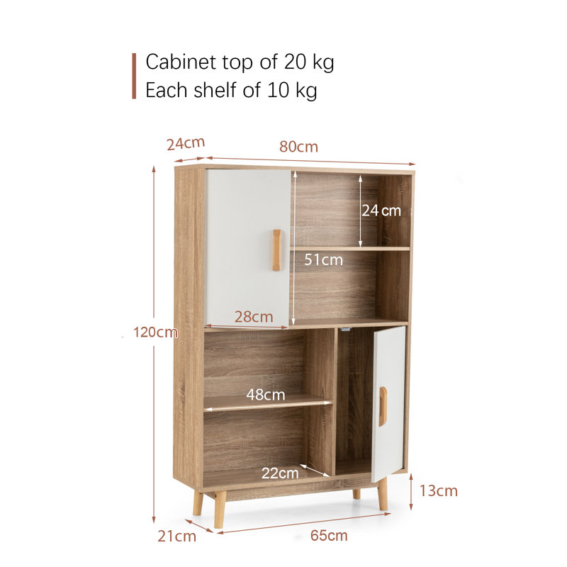 Carnelia 2 - Door Accent Cabinet, White/Natural