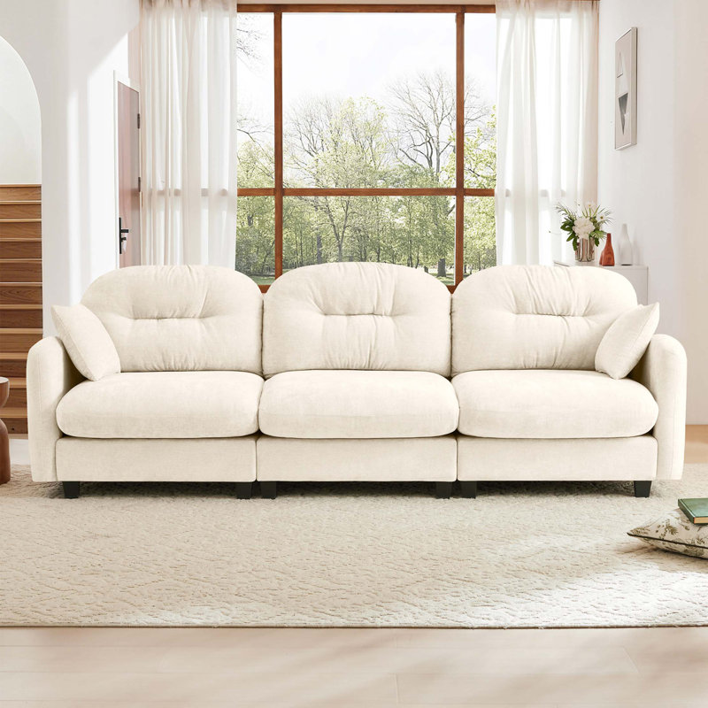 3-Seate Modular Sectional Couch,Soft Chenille Fabric High-Density Foam,Tufted Cushion Backrest Design Ergonomic Design,Elegant Armrests,High Quality Wooden Base