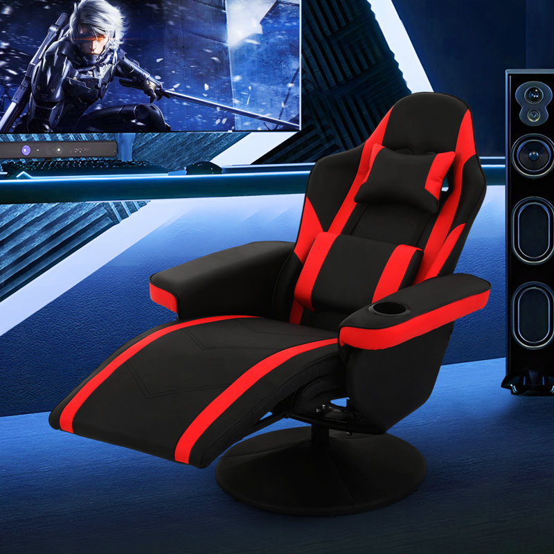Prabhu Ergonomic Gaming Racing Chair with Adjustable Lumbar Support Headrest and Reclining Function High Back Chair, Red