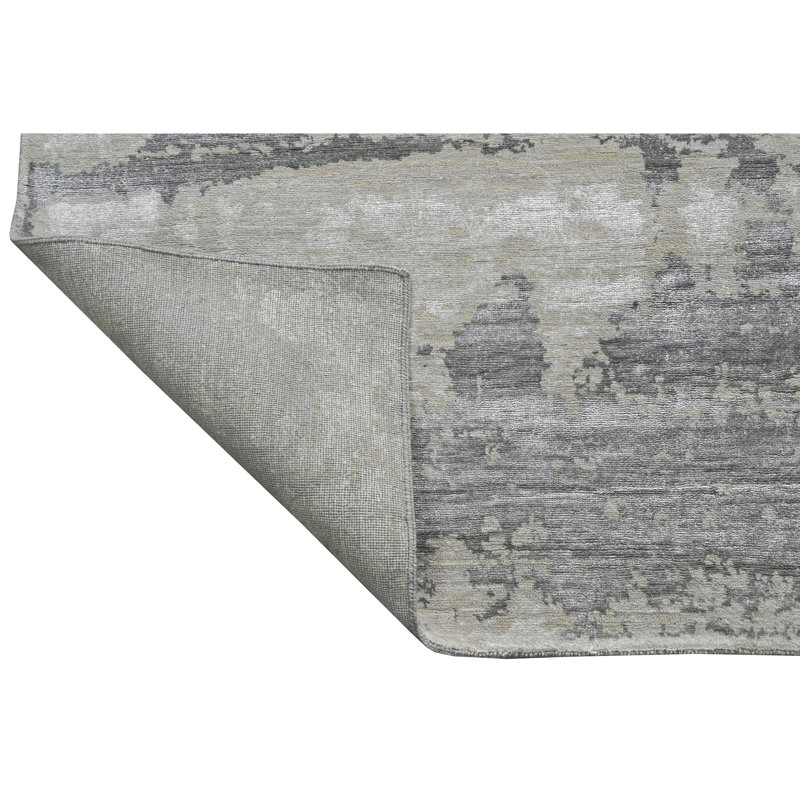 High-Quality Hand-Knotted Silver And Black Area Rug