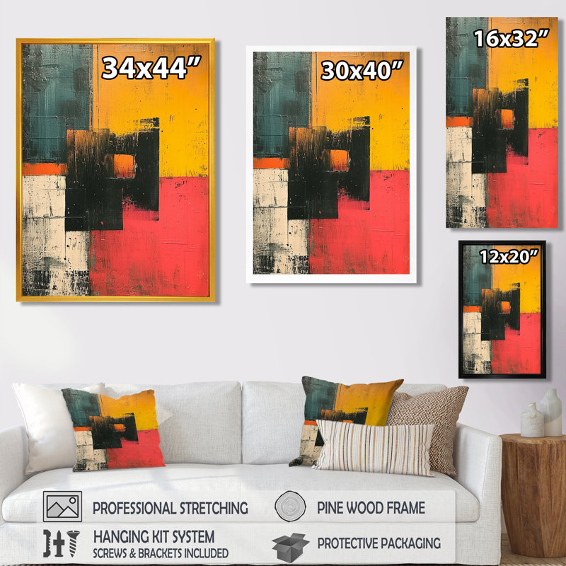 Portail mystique coucher de soleil - impression abstraite murale, salon, Toile avec cadre flottant or