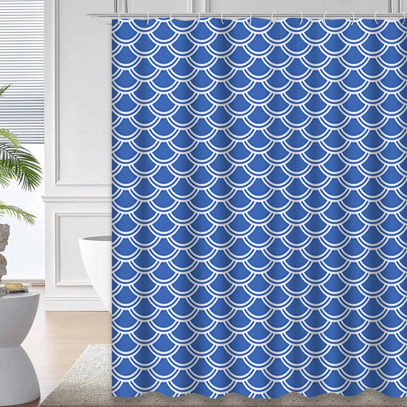 Rideau de douche bleu avec 12 crochets, L 72 po x l 84 po