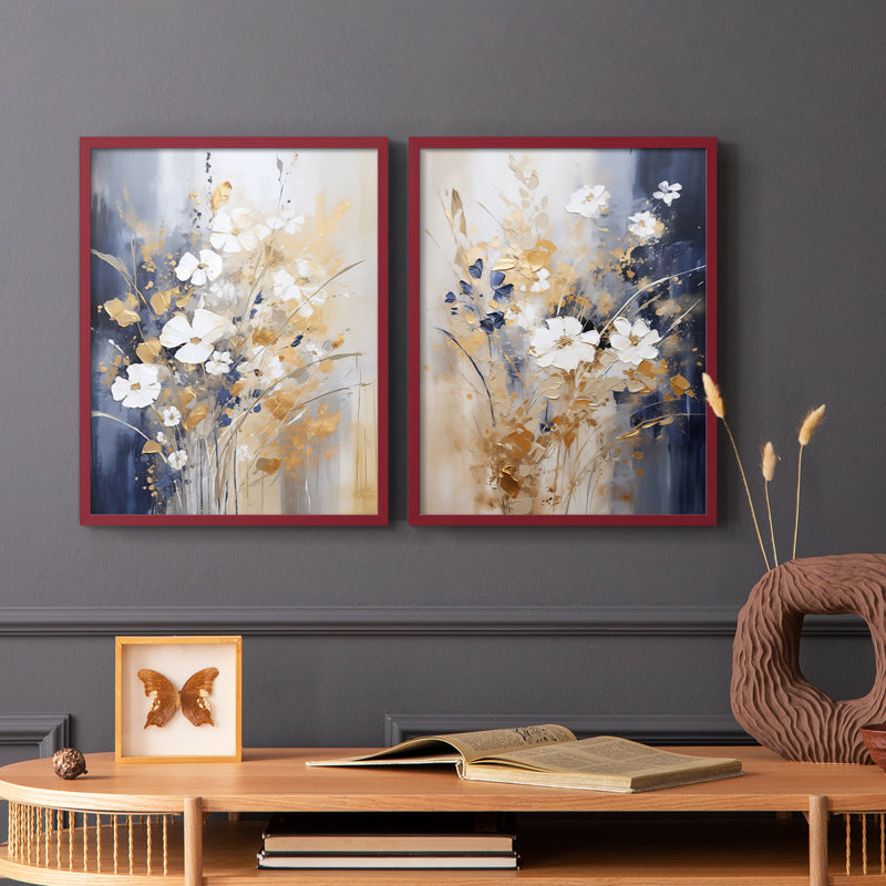 FLORAL Series CCCCLXII - Reproduction encadrée de qualité supérieure - prête à être accrochée - aucun clou requis - aucun clou requis