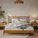 Oliver Solid Wood Rattan Platform Bed with Headboard, Rattan Frame