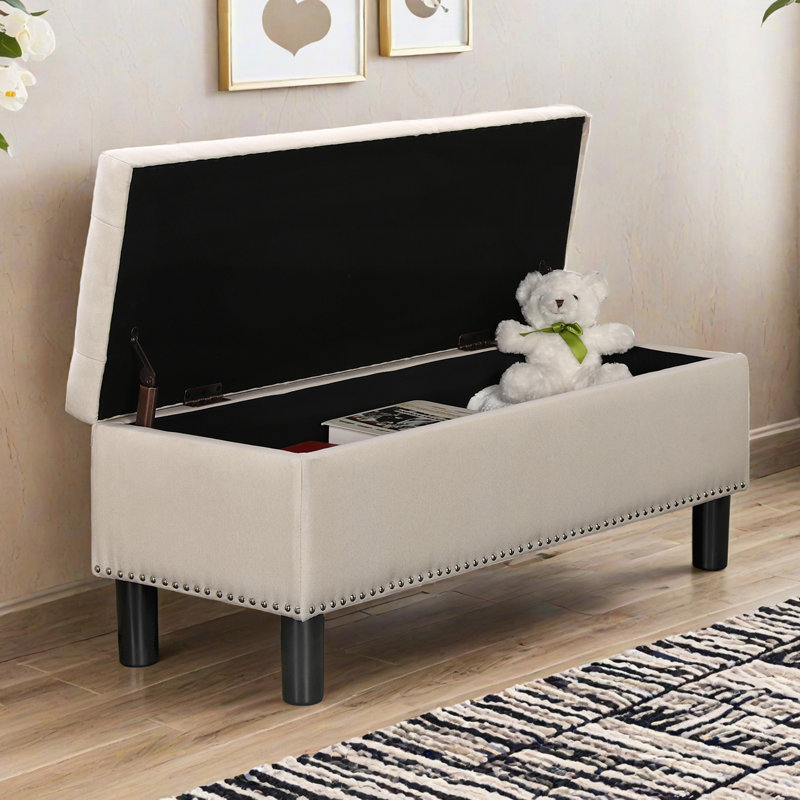 Banc de rangement avec repose-pieds Dekker, Beige