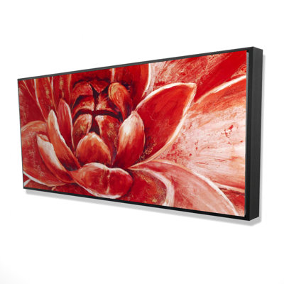 Red chrysanthemum - 24"x48" Framed canvas