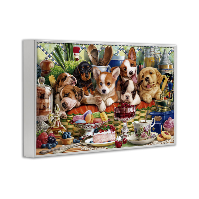 Chiot dans un panier, estampe numérique, design par Image World, H 20 po x l 30 po
