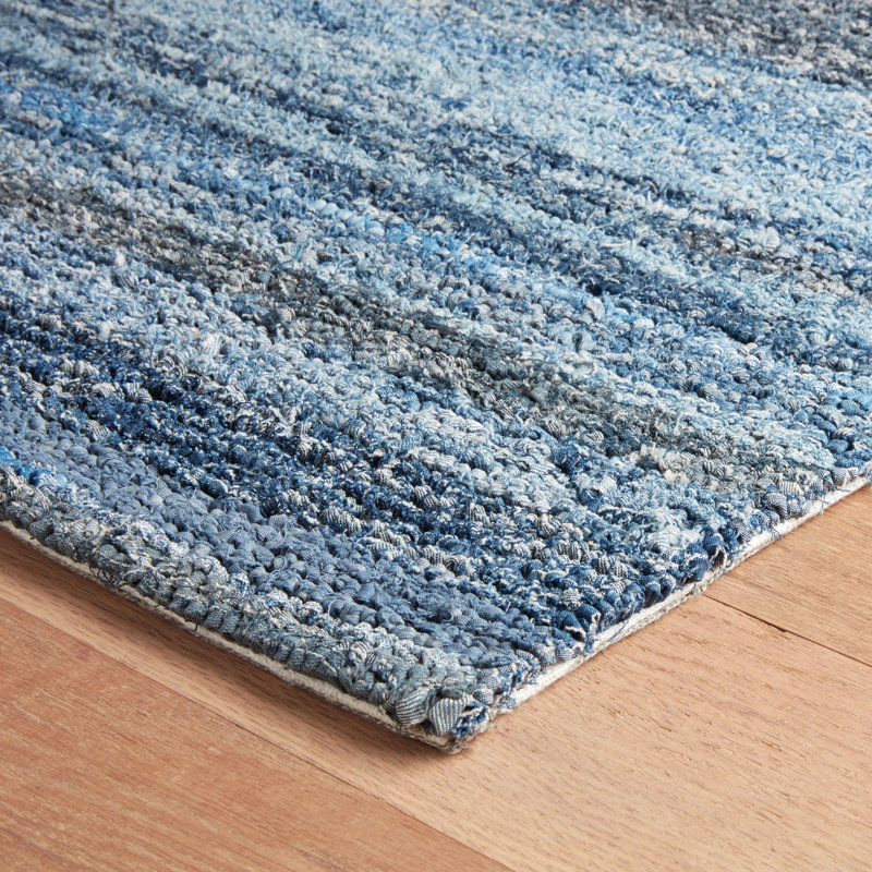 Denim Chindi Blue Hand Hooked Cotton Rug, Rectangle 8'6" x 11'6"