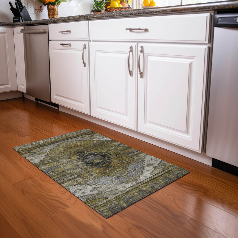 Machine Washable Indoor/Outdoor Xhevrie Brown Rug, Rectangle 1'8" x 2'6"