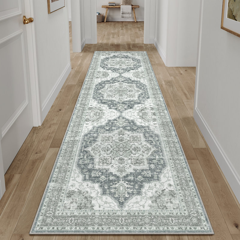 Machine Washable Vintage Area Rug With Non-Slip Backing, Runner 2' x 8'