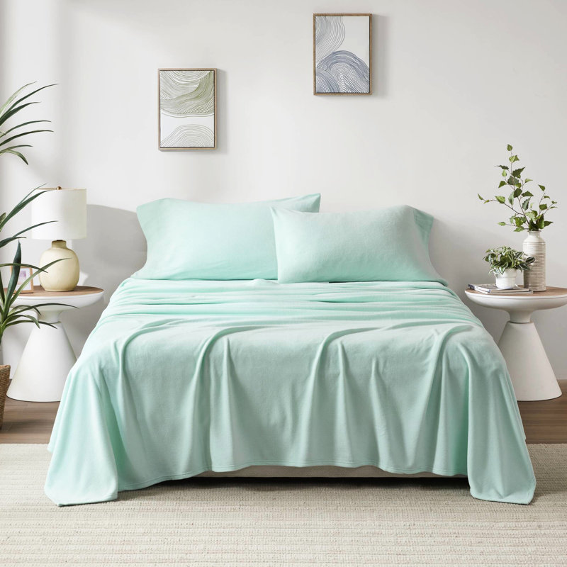 4 pièces pour grand lit, 100% molleton, ultra doux, confortable, boulochage, lavable à la machine, drap plat, taies d'oreiller ajustées, matelas de 16 po