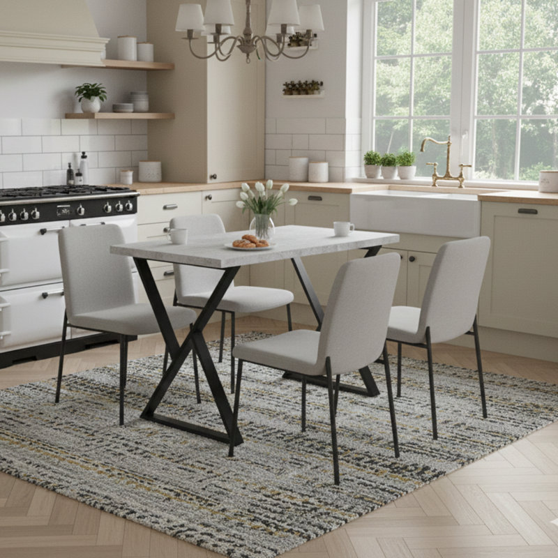 Metal Base Dining Table, 72cm H x 120cm W x 60cm D