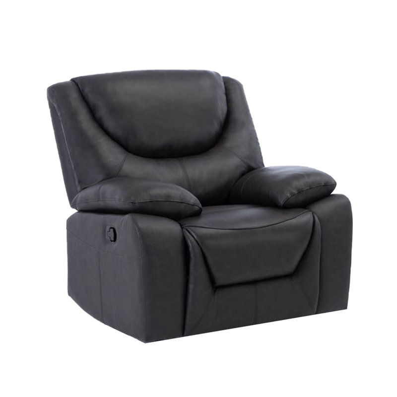 Upholstered Recliner, Charcoal Leather Match