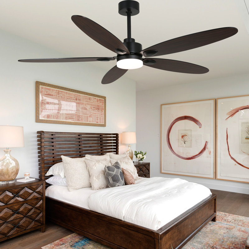 Ventilateur de plafond noir d'intérieur moderne de 60 pouces avec lumières et télécommande, ventilateur de plafond à moteur à courant continu 6 vitesses Farmhouse