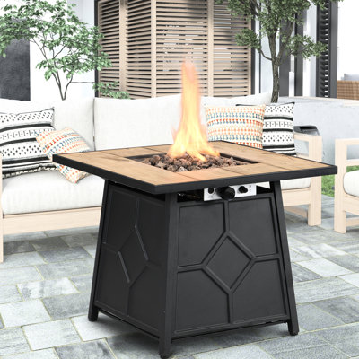 Table de foyer d'extérieur au propane de 28 pouces de 40 000 po avec certification, brun, + fer, bureau de carrelage pour table d'extérieur avec allumage automatique, bureau, espace détente