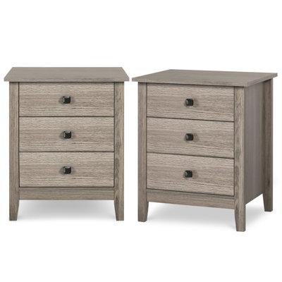 Ensemble de 2 tables de chevet modernes en bois de 18 po avec tiroir de rangement et tablette ouverte