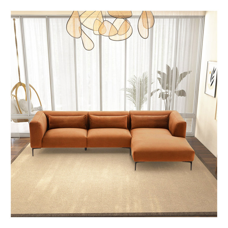 Canapé modulaire en L en forme de L orange brûlé Laley