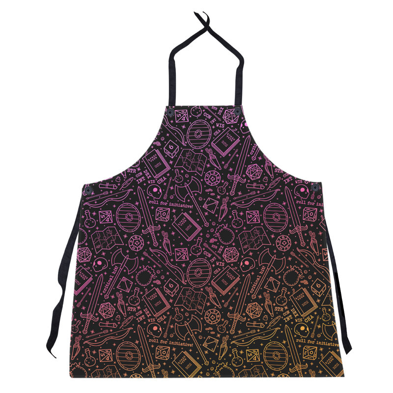 Tablier à motif rpg lines, Rose / dégradé orange