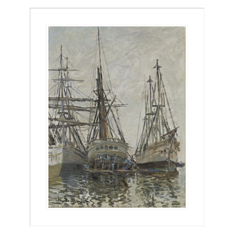 «Bateaux dans un port» par Claude Monet, impression giclée encadrée, H 28,92 po x l 23,5 po